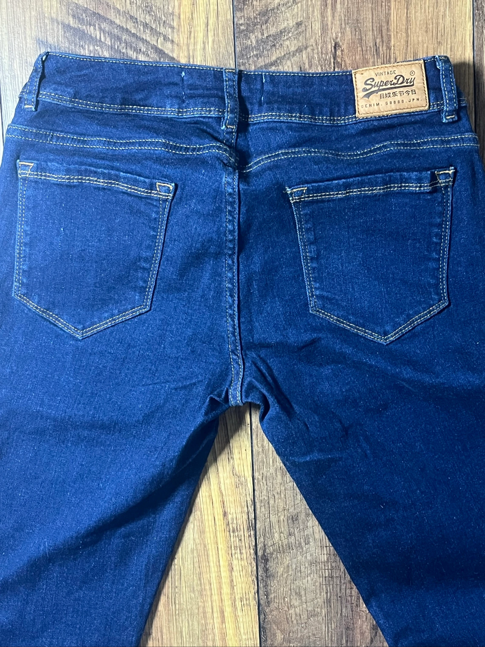 Dark indigo slim fit leather patch jeans - Superdry - size 36 - very good condition – photo 8